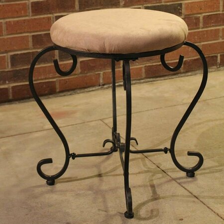 INTERNATIONAL CARAVAN Iron Vanity Round Stool with Cushion, Java 3438-JV